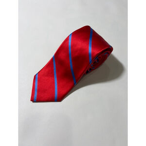 Ike Behar New York Red Blue Stripe Silk Tie Classic Repp Stripe